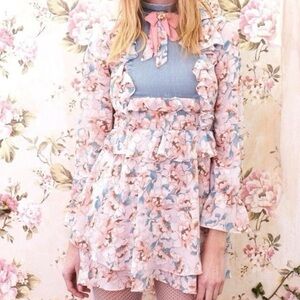 EUC For Love And Lemons Blossom mini dress, size L